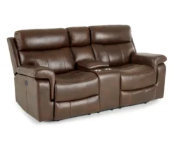 Wellsley Leather Power Reclining Console Loveseat -Home Improvement Sale 810469259 2