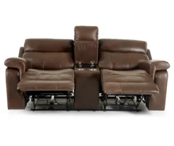 Wellsley Leather Power Reclining Console Loveseat -Home Improvement Sale 810469259 5