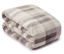Broyhill Gray Plaid Velvet Plush Blanket -Home Improvement Sale 810477870 1 1