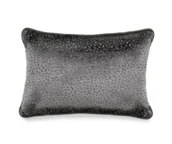 Gray Petals Lumbar Throw Pillow