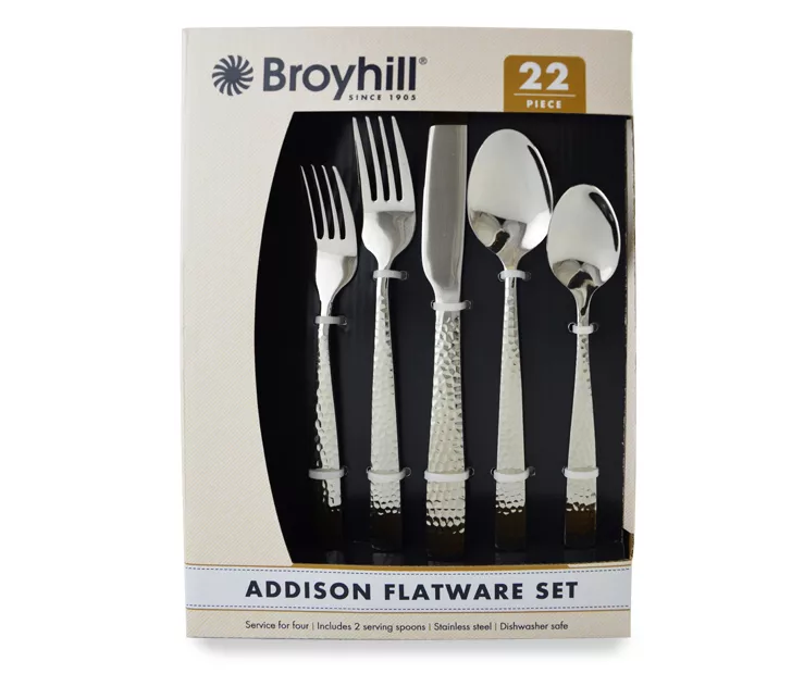 Addison Hammered 22-Piece Flatware Set 3 Addison Hammered 22-Piece Flatware Set