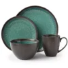 Teal Reactive Stoneware 16-Piece Dinnerware Set -Home Improvement Sale 810517974 1