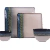 Green, Teal & Cream Square 16-Piece Stoneware Dinnerware Set -Home Improvement Sale 810523825 1