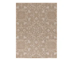 Sandpointe Tan & Ecru Damask Outdoor Area Rug, (5' X 7') -Home Improvement Sale 810546502 810546501 810546500 1