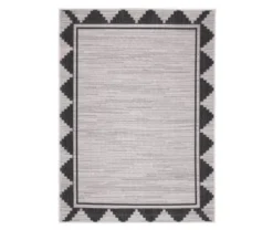 Broyhill Gray & Black Geometric Border Outdoor Area Rug -Home Improvement Sale 810547883 810547882 810547881 1