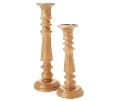 Light Brown Notch-Carved Pillar Candle Holder -Home Improvement Sale 810547959 810547960 1