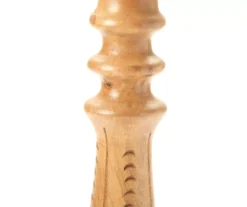 Light Brown Notch-Carved Pillar Candle Holder -Home Improvement Sale 810547959 810547960 2