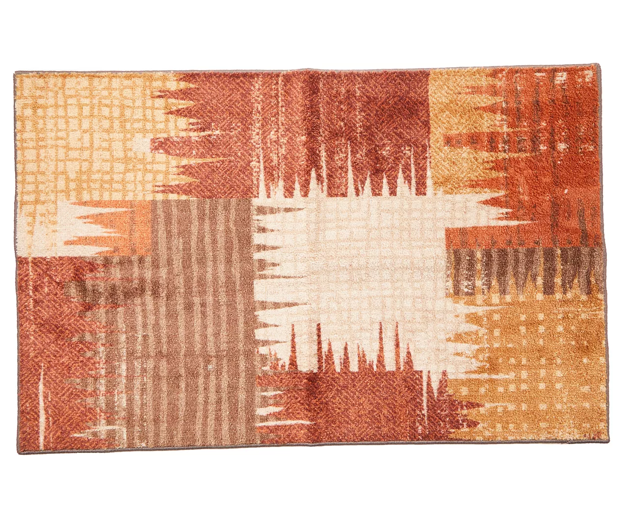 Broyhill Brown & Red Abstract Patchwork Accent Rug 4 Broyhill Brown & Red Abstract Patchwork Accent Rug - Image 2