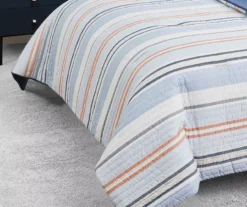 Broyhil Blue & Coral Stripe Comforter Set -Home Improvement Sale 810558693 2 1