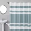 Slate Blue & White Color Block Waffle-Knit Fabric Shower Curtain -Home Improvement Sale 810559975 A0
