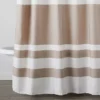 Warm Gray & White Color Block Waffle-Knit Fabric Shower Curtain