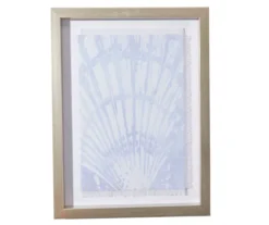 Light Blue Shell Fringe-Trim Framed Wall Plaque