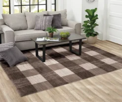 Broyhill Regina Brown & Greige Checkerboard Area Rug -Home Improvement Sale 810562551 810562555 810562559 2 1