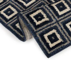 Klein Navy Square Pattern Runner Rug, (2' X 7') -Home Improvement Sale 810562954 2
