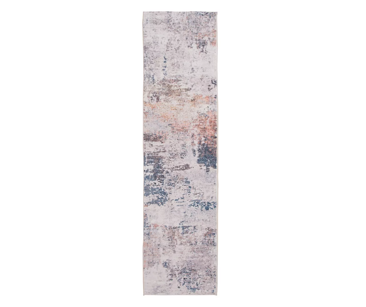 Paityn Gray & Blue Abstract Runner Rug, (2' X 7') 3 Paityn Gray & Blue Abstract Runner Rug, (2' X 7')