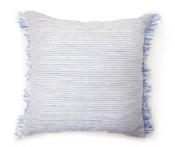 Blue Textured Stripe Square Throw Pillow