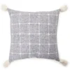 Blue & White Windowpane Grid Tassel-Accent Square Throw Pillow -Home Improvement Sale 810565460