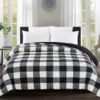 Black & White Buffalo Plaid Faux Fur Full/Queen Comforter -Home Improvement Sale 810573780 810573792 1