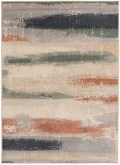 Hadlee Sand, Coral & Green Abstract Area Rug, (6' X 9') -Home Improvement Sale 810586496