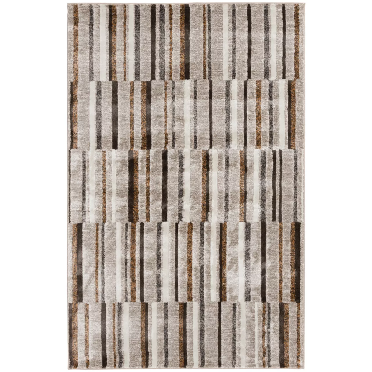 Bay Village Greige & Putty Block Stripe Area Rug, (6' X 9') 3 Bay Village Greige & Putty Block Stripe Area Rug, (6' X 9')