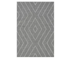 Jani Lagos Gray Geometric Outdoor Area Rug, (5' X 7')