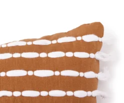 Golden Brown & White Tassel Stripe Throw Pillow -Home Improvement Sale 810590727 2 A8