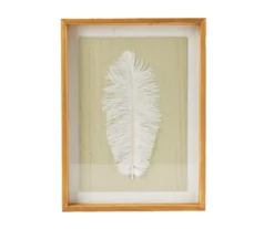 New Beginnings Green & White Feather Framed Wall Art