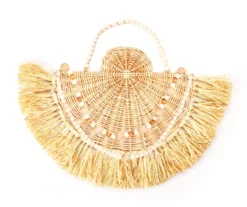 Wild Sedona Raffia & Beads Hanging Wall Fan