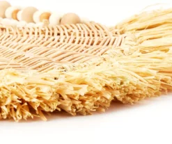 Wild Sedona Raffia & Beads Hanging Wall Fan -Home Improvement Sale 810601626 A8 4