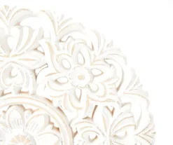 White Floral Cut-Out Carved Circle Tabletop Decor -Home Improvement Sale 810603880 A8 2