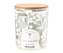 Verbena Leaf & Petals 2-Wick Floral Glass Candle, 16 Oz.