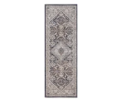 Armada Navy & Brown Medallion Runner Rug, (2' X 7')