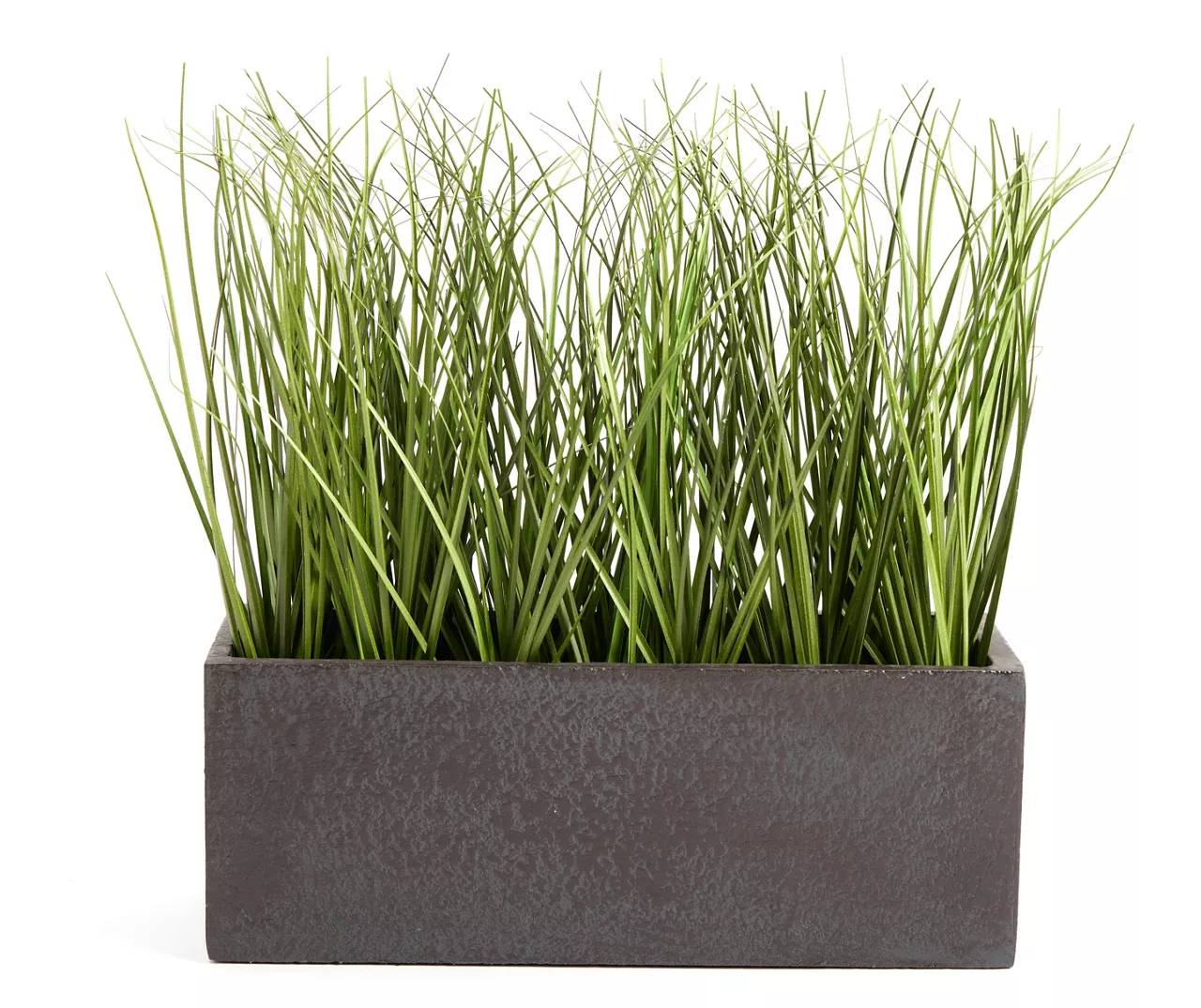 Green Artificial Grass With Dark Gray Rectangle Pot 3 Green Artificial Grass With Dark Gray Rectangle Pot