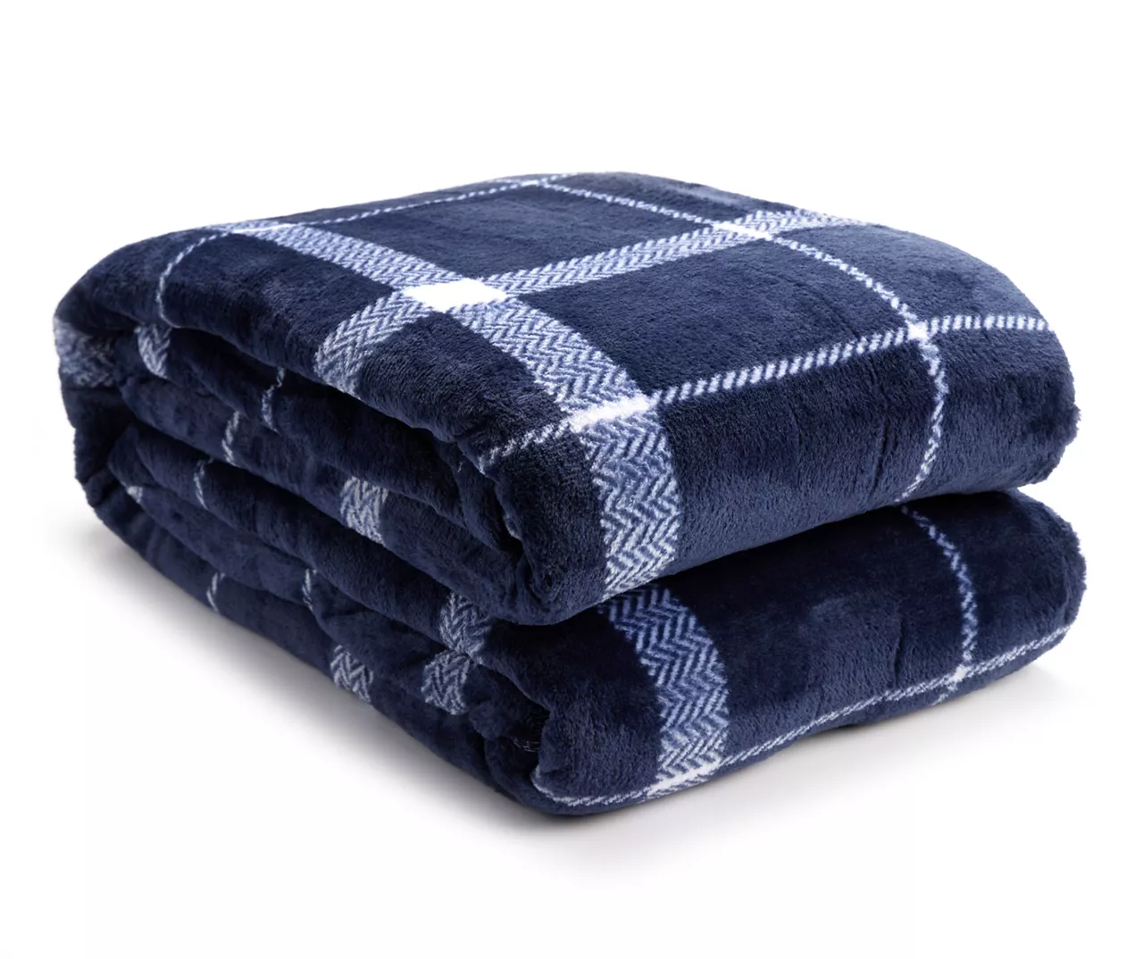 Navy & White Plaid Queen/King Velvet Plush Blanket 3 Navy & White Plaid Queen/King Velvet Plush Blanket