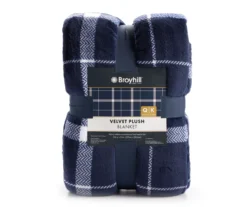 Navy & White Plaid Queen/King Velvet Plush Blanket 6 Navy & White Plaid Queen/King Velvet Plush Blanket -Home Improvement Sale 810617521 810617523 A0