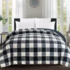 Black & White Buffalo Check Faux Fur King Comforter -Home Improvement Sale 810617563 810617564 A0 1