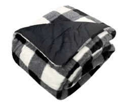 Black & White Buffalo Check Faux Fur King Comforter -Home Improvement Sale 810617563 810617564 A0 2
