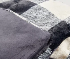 Black & White Buffalo Check Faux Fur King Comforter -Home Improvement Sale 810617563 810617564 A8 4 2