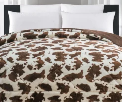 Cream & Brown Cow Print Faux Fur Full/Queen Comforter -Home Improvement Sale 810617565 P 01