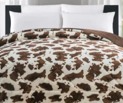 Cream & Brown Cow Print Faux Fur King Comforter -Home Improvement Sale 810617566 P 01