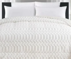 White Chevron Stripe Faux Fur Full/Queen Comforter -Home Improvement Sale 810617569 P 01
