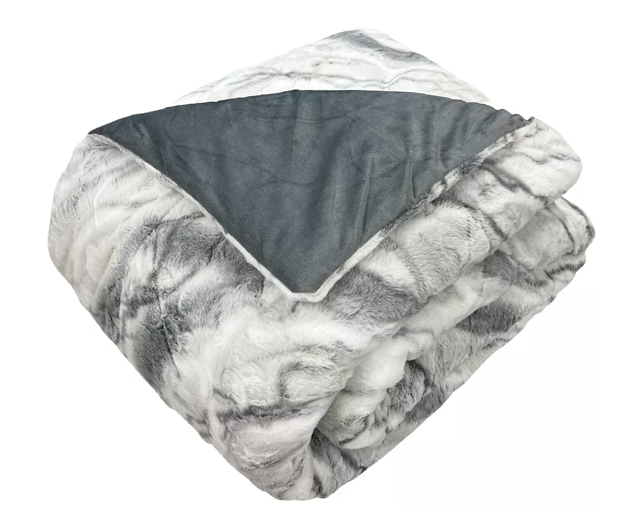 Gray Marble Print Faux Fur Full/Queen Comforter 4 Gray Marble Print Faux Fur Full/Queen Comforter - Image 2